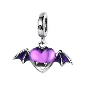 925 стерлингового серебра фиолетовый дьявол ангел бутик кулон подходит к оригинальному браслету Pandora шарм ожерелье из бисера DIY женские ювелирные изделия