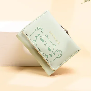 Корейский вариант женского кошелька, складной, с несколькими картами, симпатичный кот, студенческий Instagram, нишевый дизайн, молодежный кошелек, портмоне для монет