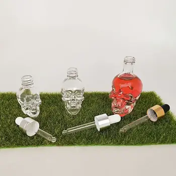 Стеклянная бутылка-капельница в форме черепа, модный прозрачный пустой стеклянный флакон-капельница для жидкости, креативные Косметические контейнеры