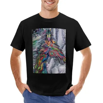 Футболка с изображением лошади художника, забавная футболка, короткие мужские футболки с графическим рисунком